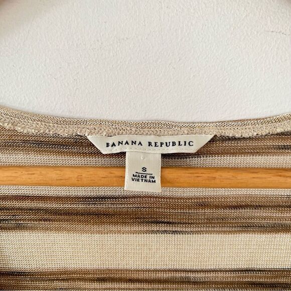 Banana Republic Metallic Gold Brown Striped Scoop Neck Sleeveless Blouse - Picture 4 of 7